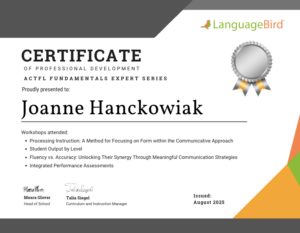 Joanne H. Professional Development Certificate